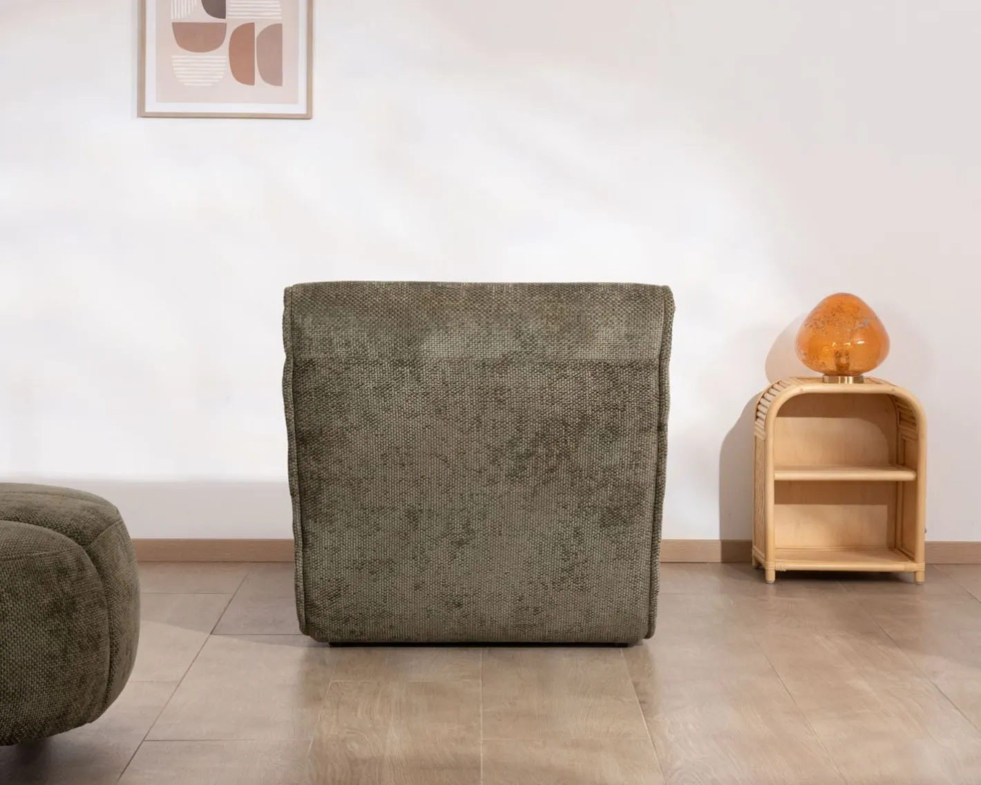 Online Chaise longue d'intérieur design en tissu chenillé vert foncé "Syltan" Fauteuil