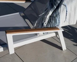 Online Chaise longue grise avec accoudoirs teck