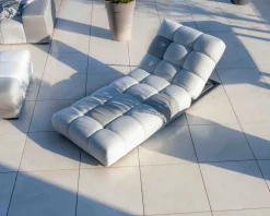 Discount Chaise longue haut de gamme en tissu beige et gris clair