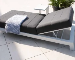 Discount Chaise longue haut de gamme matelassée gris foncé alu blanc