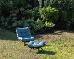 Chaise longue haut de gamme turquoise et noire avec repose-pieds modulaire