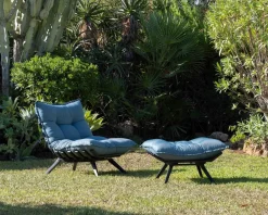 Chaise longue haut de gamme turquoise et noire avec repose-pieds modulaire