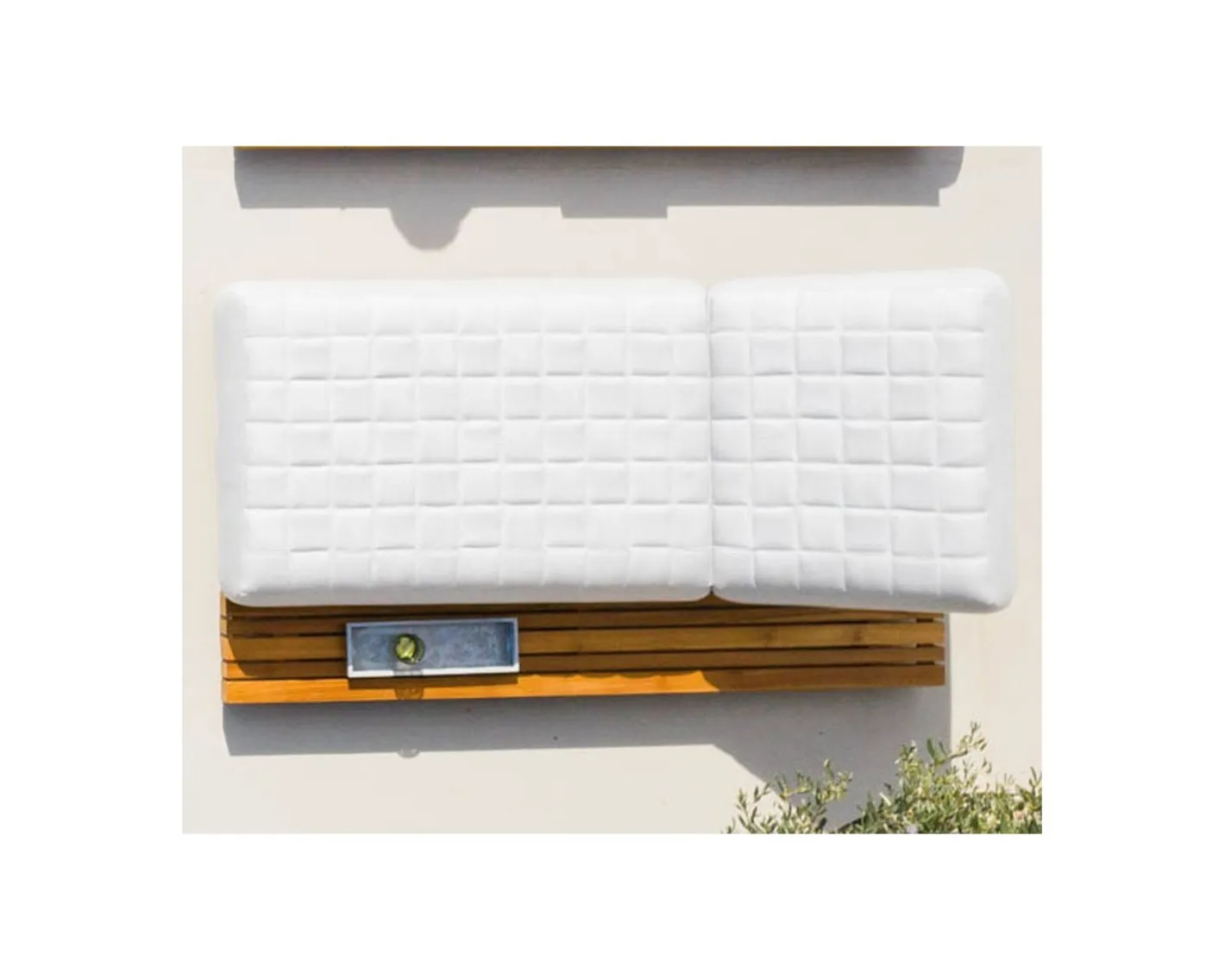 Sale Chaise longue ultra confort teck tissu Sunbrella blanc cassé "Lombok" Bain De Soleil