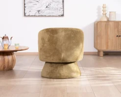 Sale Chauffeuse design enveloppant sur pied 360° en tissu chenillé vert doré