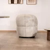 New Chauffeuse effet boule avec surpiqures en tissu bouclette beige tramé "Sweet Culture" esprit cocoon Fauteuil