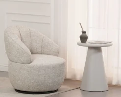 New Chauffeuse effet boule avec surpiqures en tissu bouclette beige tramé 