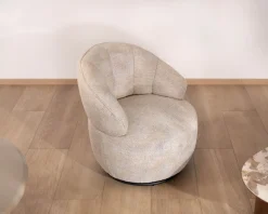 New Chauffeuse effet boule avec surpiqures en tissu bouclette beige tramé 
