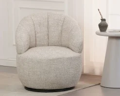 New Chauffeuse effet boule avec surpiqures en tissu bouclette beige tramé 