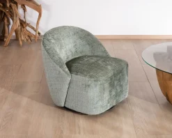 Clearance Chauffeuse pivotante en tissu bouclette soyeux vert sauge