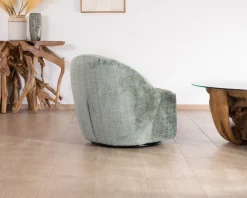 Clearance Chauffeuse pivotante en tissu bouclette soyeux vert sauge