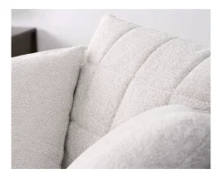 Sale Chauffeuse ronde 120 cm en tissu blanc chiné et coussins velours côtelé