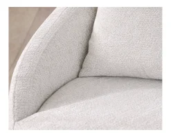 Sale Chauffeuse ronde 120 cm en tissu blanc chiné et coussins velours côtelé