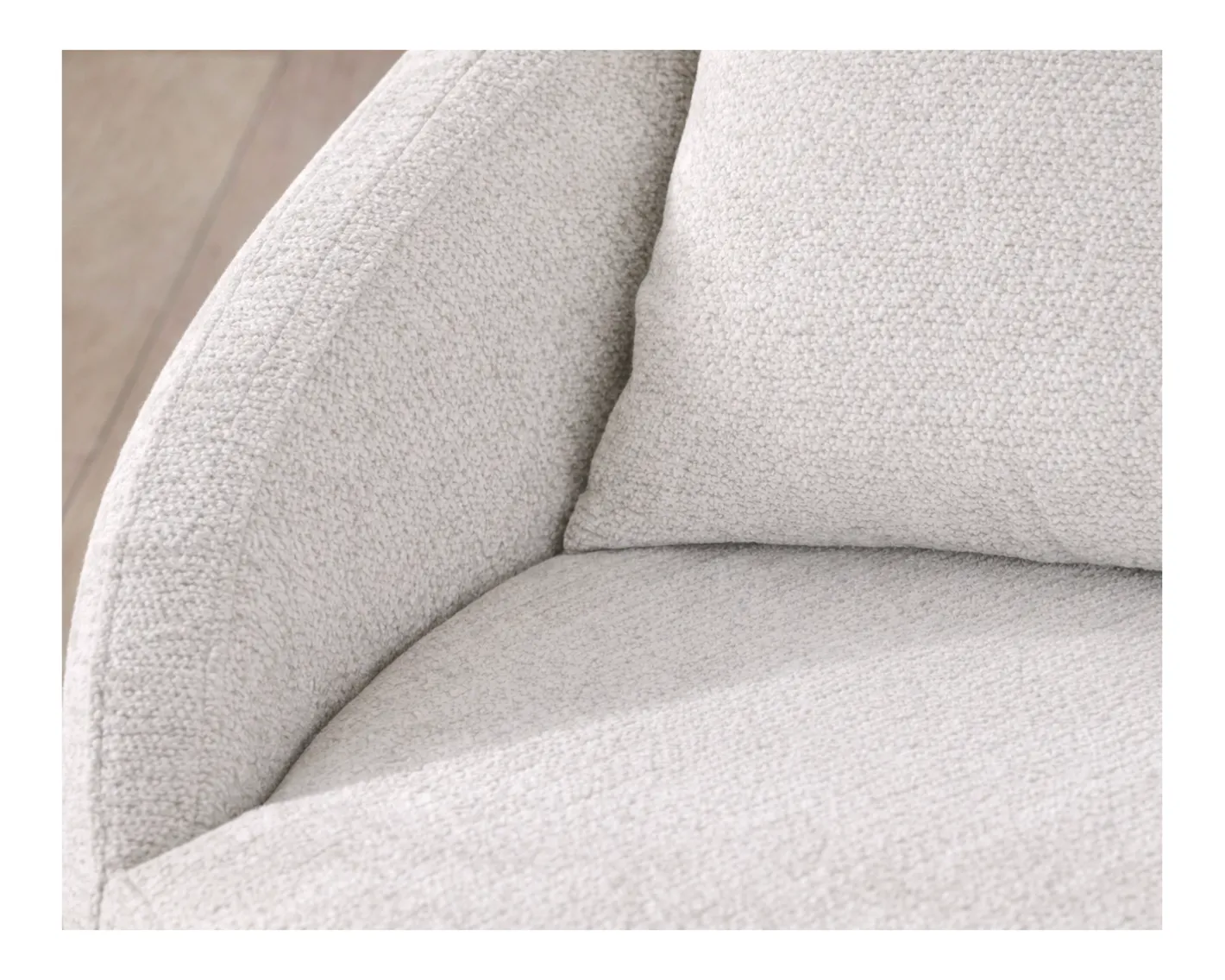 Sale Chauffeuse ronde 120 cm en tissu blanc chiné et coussins velours côtelé "Sweet Culture" Fauteuil