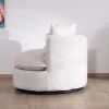 Best Chauffeuse ronde pivotante 360° "CosyPop" en tissu bouclette blanc chiné Fauteuil