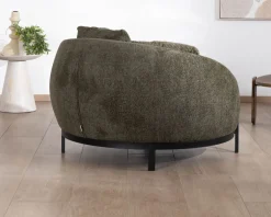 Discount Chauffeuse ronde XL ultra confort en tissu bouclette vert kaki "Sweet Culture" avec déclinaison de coussins Fauteuil