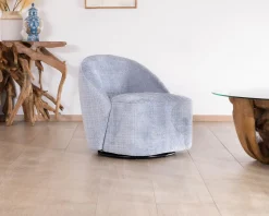 Hot Chauffeuse tournante design épuré en tissu bleu glacier "Marylin" Fauteuil
