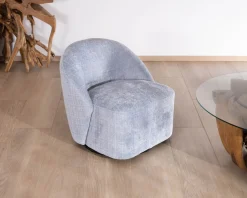 Hot Chauffeuse tournante design épuré en tissu bleu glacier 