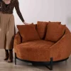 Clearance Chauffeuse XL 120 cm ultra confort avec coussins coordonnés "Sweet Culture" en tissu bouclette terracotta Fauteuil