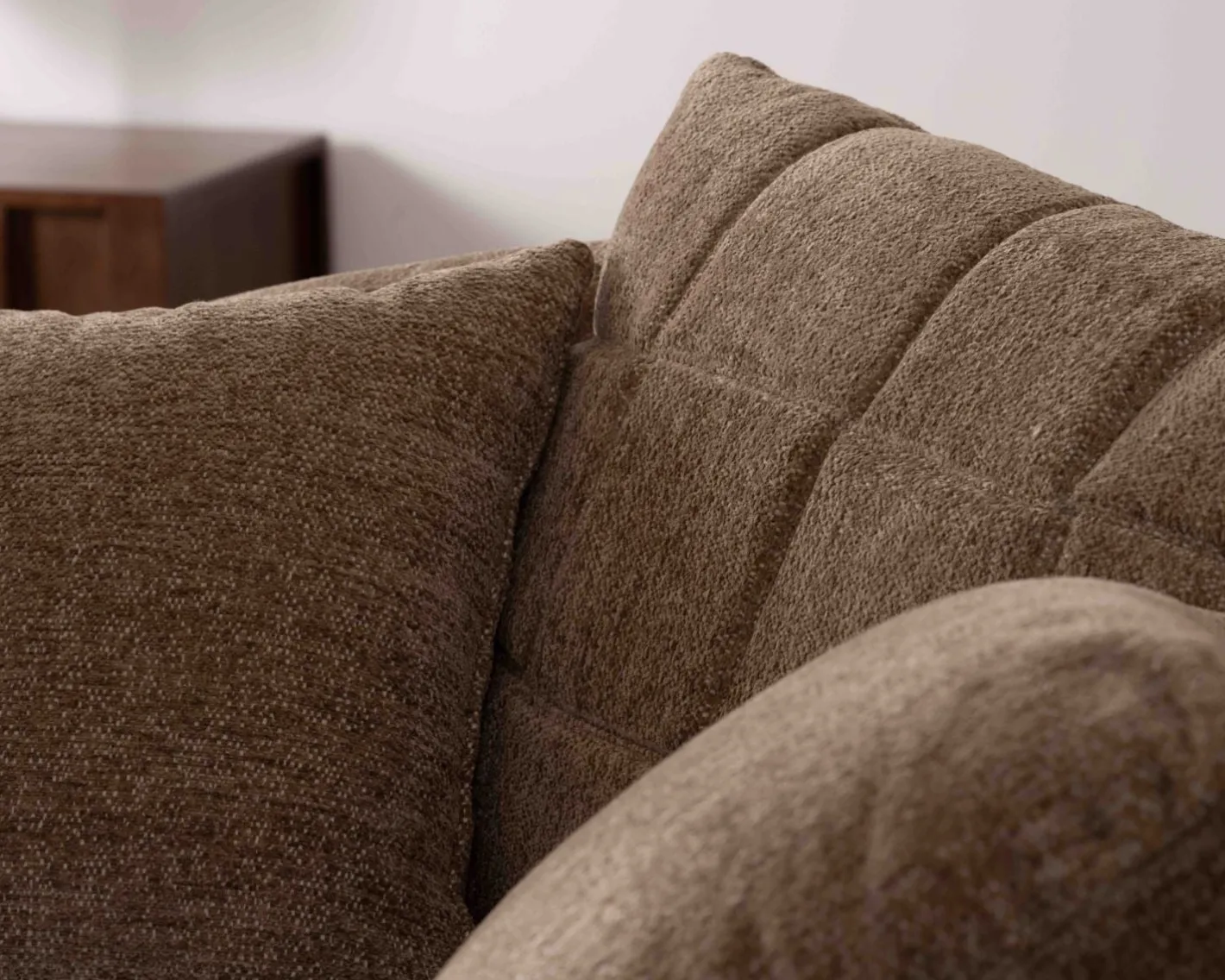 Clearance Chauffeuse XL en tissu bouclette taupe "Sweet Culture" 120 cm ultra confort Fauteuil