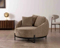 Clearance Chauffeuse XL en tissu bouclette taupe