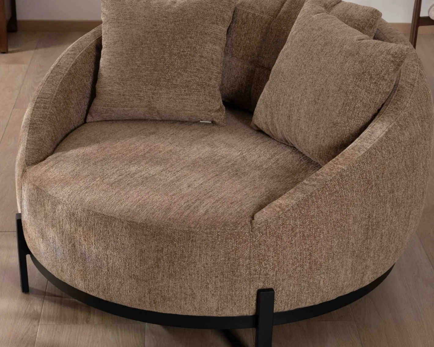 Clearance Chauffeuse XL en tissu bouclette taupe "Sweet Culture" 120 cm ultra confort Fauteuil