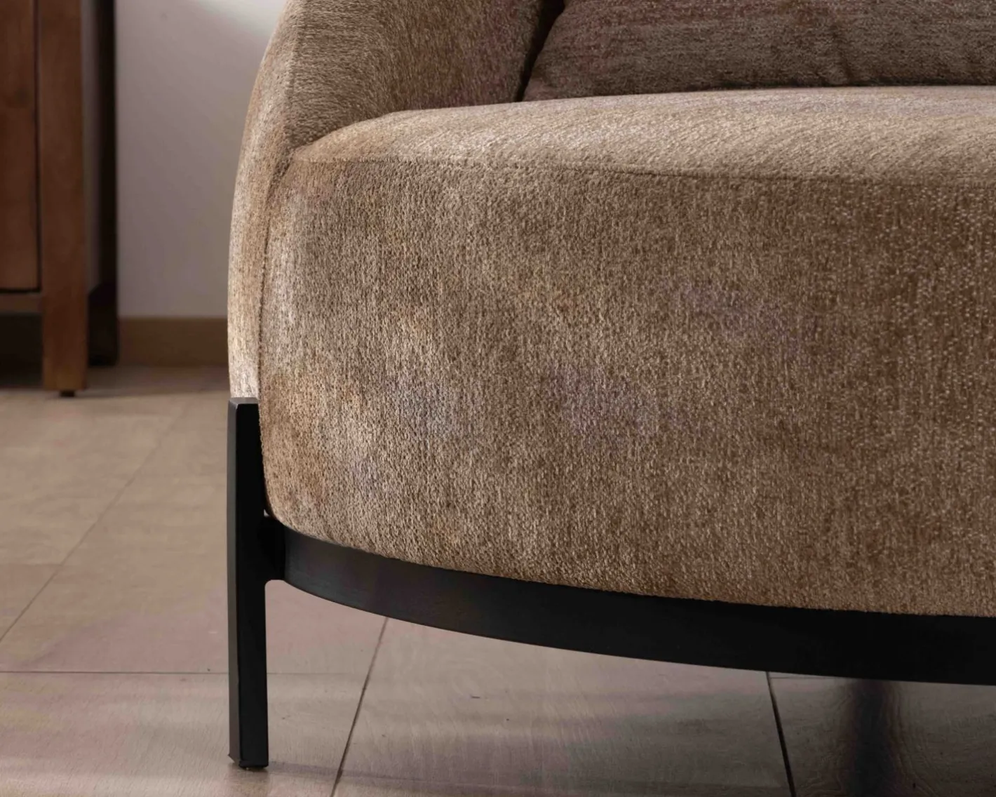 Clearance Chauffeuse XL en tissu bouclette taupe "Sweet Culture" 120 cm ultra confort Fauteuil