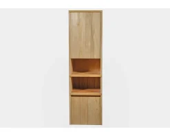 Colonne de rangement en teck avec porte, niches et tiroir "Tika" Meuble Sous Vasque