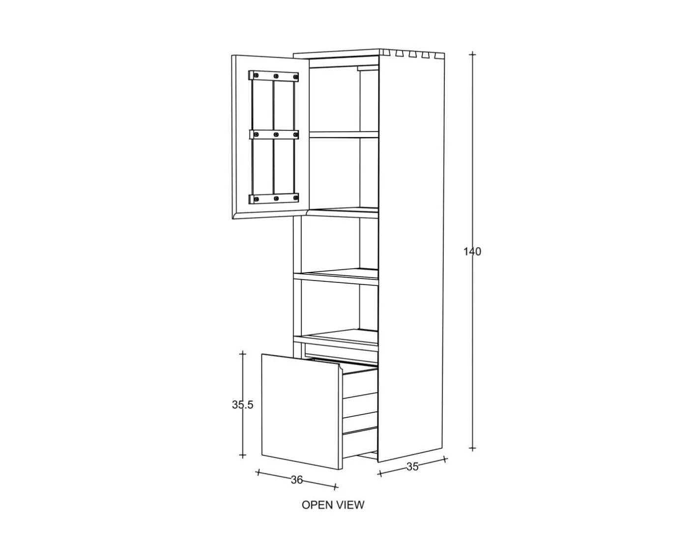 Colonne de rangement en teck avec porte, niches et tiroir "Tika" Meuble Sous Vasque