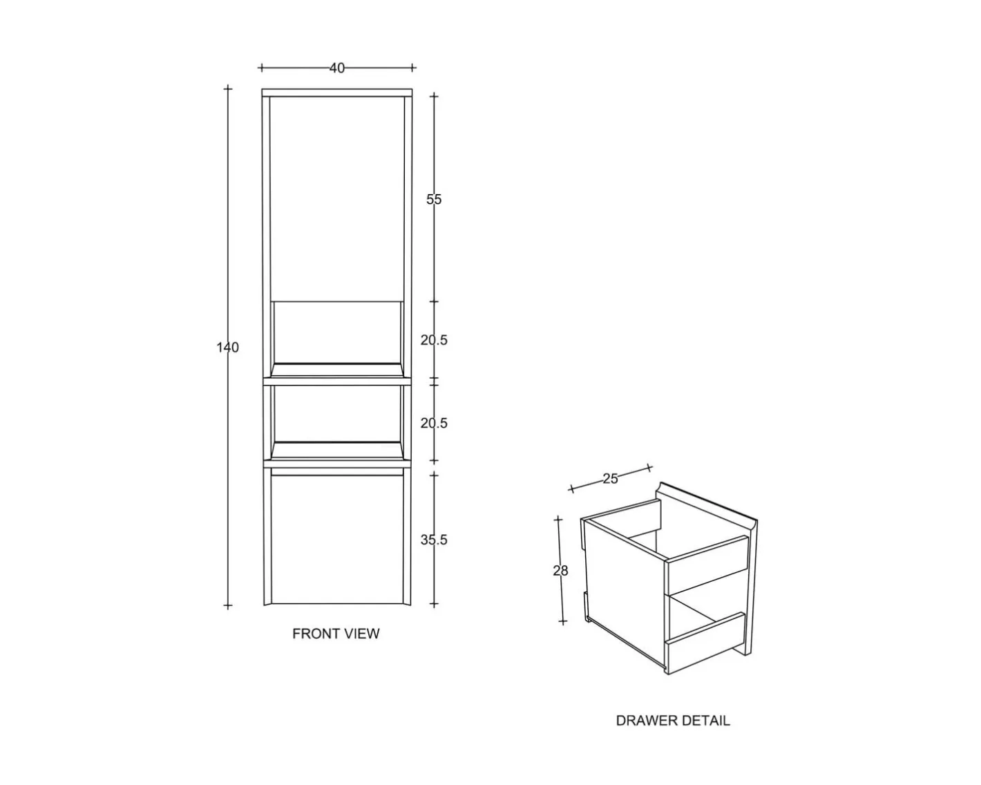 Colonne de rangement en teck avec porte, niches et tiroir "Tika" Meuble Sous Vasque