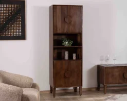 New Colonne de rangement rétro en manguier massif foncé 60 cm "Kaldo" Esprit mid-century Rangement|Buffet Et Bahut
