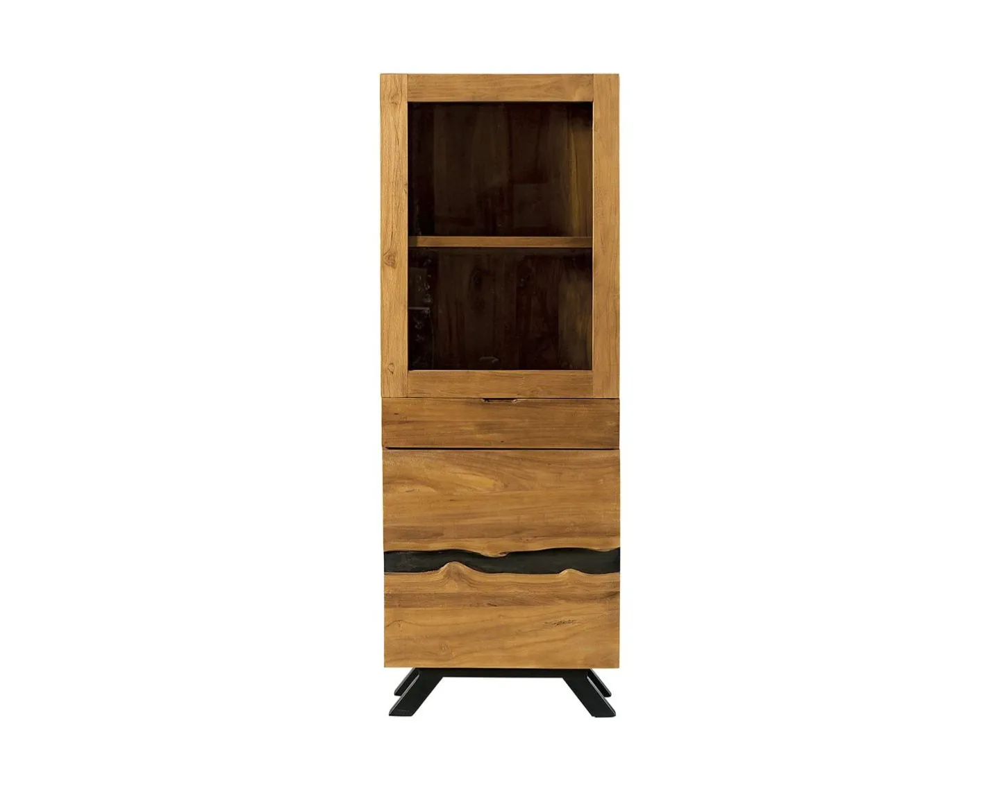 Online Colonne de rangement vitrée en teck "Copley" Vitrine Et Argentier|Rangement