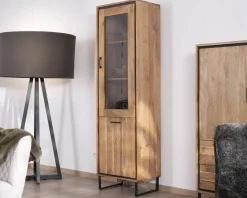 Outlet Colonne vitrée style industriel en acacia "Baltik" verre teinté marron Vitrine Et Argentier|Rangement