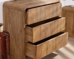 Online Commode design rétro avec façades cannelées "Céresto" 3 grands tiroirs Commode