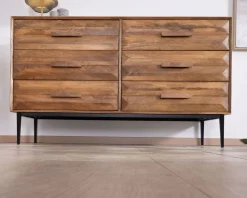 Online Commode en manguier et pieds métal style rétro "Presto" 6 tiroirs demi largeur Commode