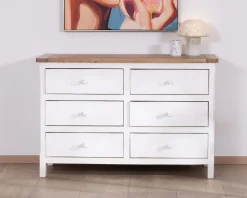 Outlet Commode 6 tiroirs en acacia 