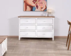 Outlet Commode 6 tiroirs en acacia 