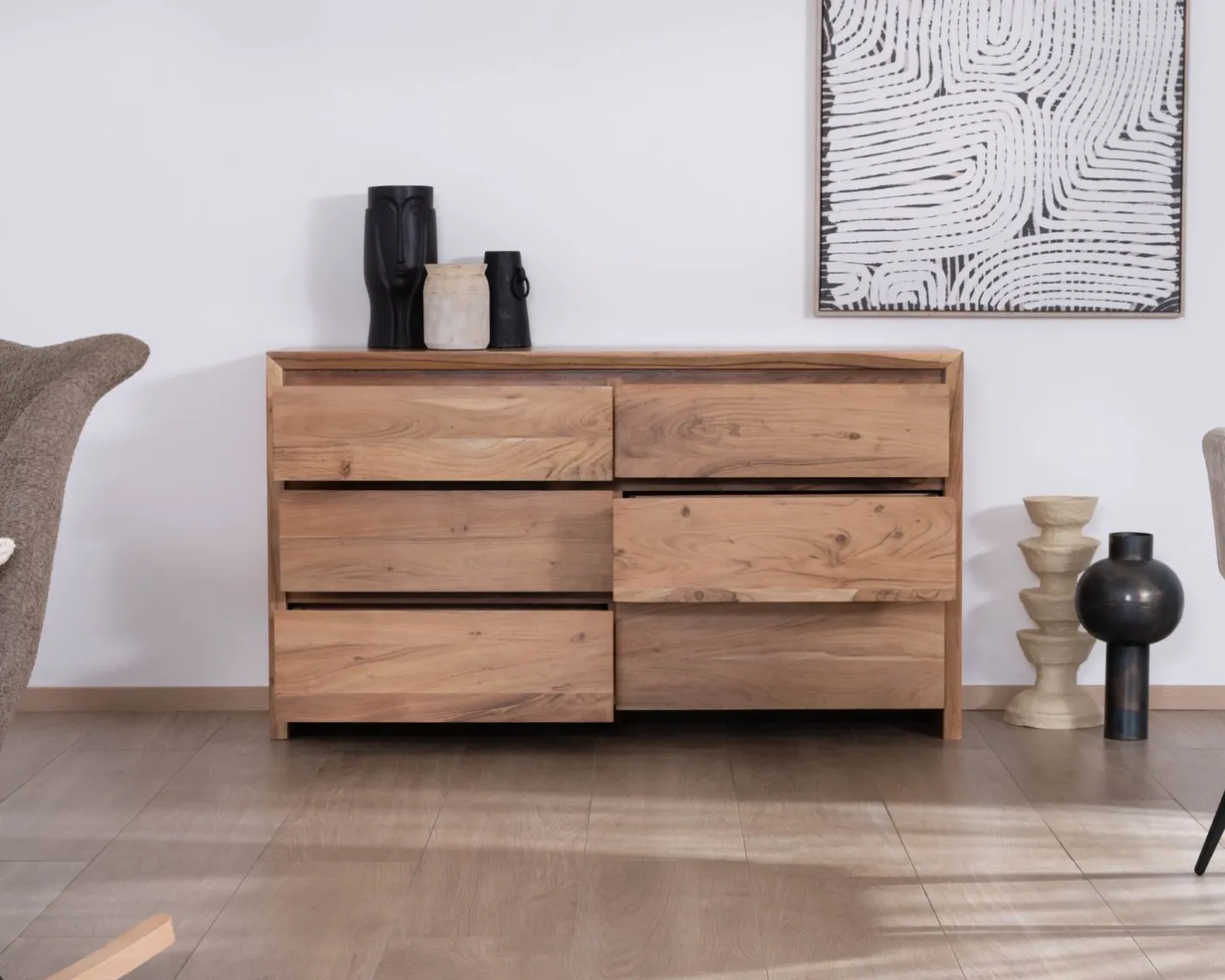 Best Commode 6 tiroirs en acacia style scandinave "Lignum" Commode