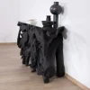 Discount Console 150 cm en racine de teck teintée noir avec plateau verre "Jungle" Console|Console
