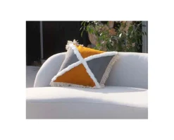 Discount Coussin carré en coton bicolore avec franges "Ethnic" 45x45cm Décoration
