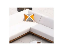 Discount Coussin carré en coton bicolore avec franges