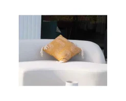 Online Coussin en tissu coton flammé "Ethnic" 45 x 45 cm beige et jaune Décoration