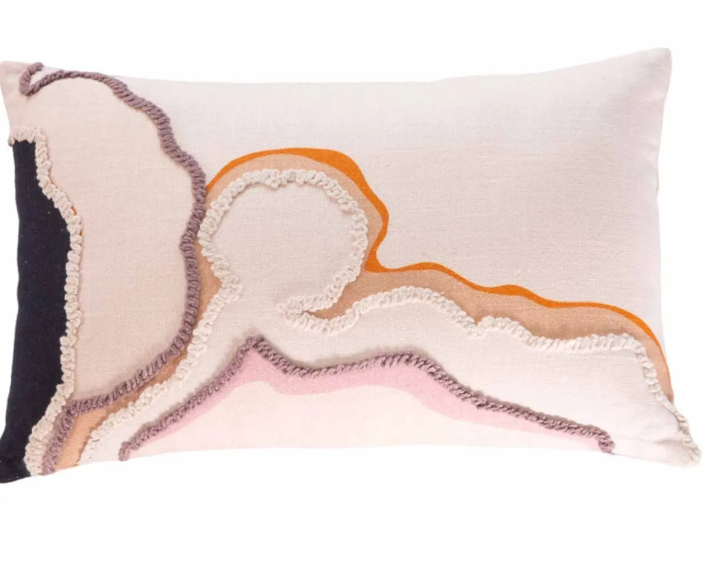 Hot Coussin en tissu motif brodé et imprimé "Matis" 50 x 30 cm Décoration