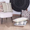 Sale Coussin en tissu motif floral vert rose "Solira" finition passepoil Décoration