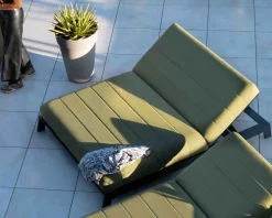 New Double bain de soleil haut de gamme vert et noir "Terrasse" Bain De Soleil