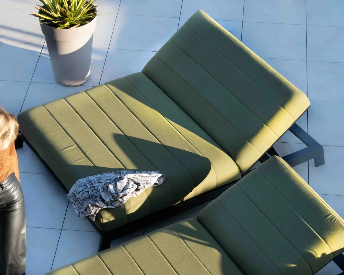 New Double bain de soleil haut de gamme vert et noir "Terrasse" Bain De Soleil