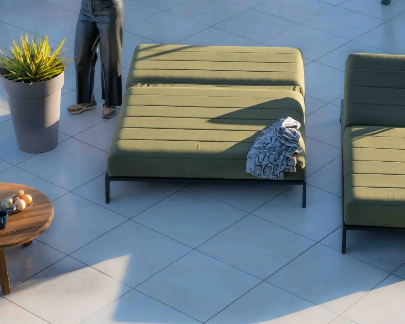 New Double bain de soleil haut de gamme vert et noir "Terrasse" Bain De Soleil