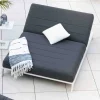 Hot Double bain de soleil matelassé gris foncé et blanc "Terrasse" Bain De Soleil
