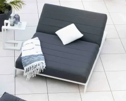 Hot Double bain de soleil matelassé gris foncé et blanc "Terrasse" Bain De Soleil