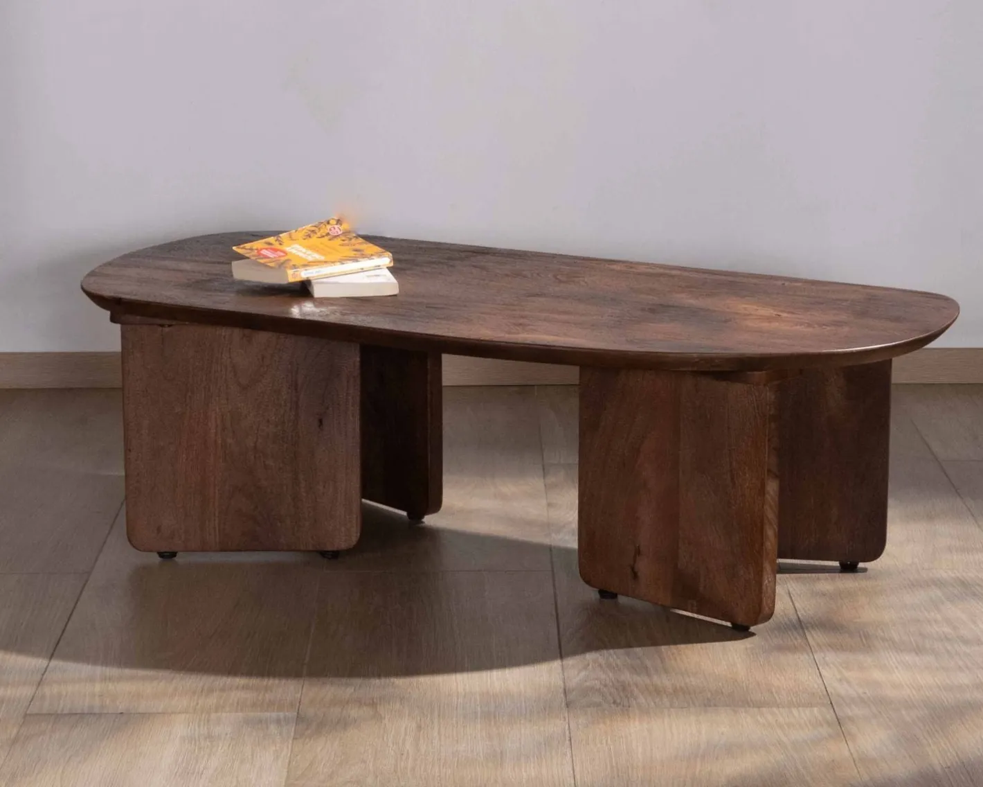 Discount Duo de tables basses en manguier naturel et marron finition sablée "Pise" Table Basse Rectangulaire|Table Basse Ovale Ou Ronde