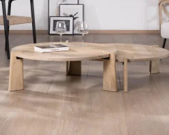 Discount Duo de tables basses rondes en manguier naturel